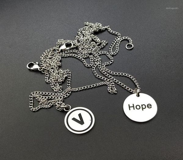 

pendant necklaces necklace men round hope nameplate stainless steel hip hop letter statement jewelry for neck whole13894596, Silver