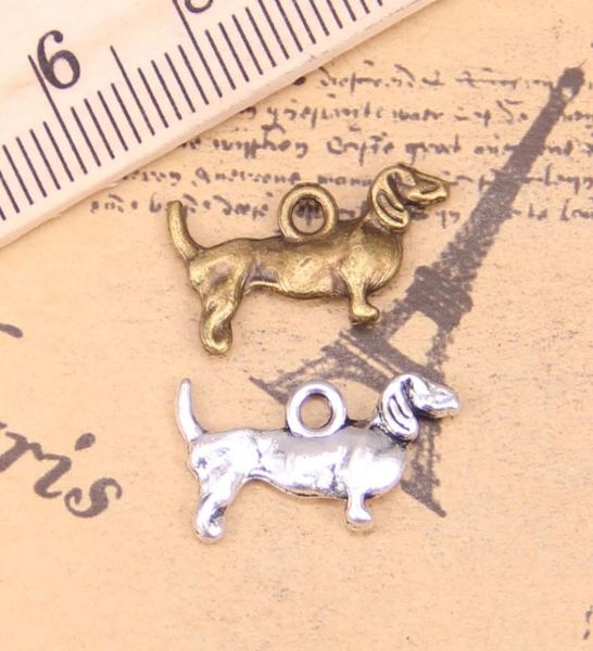 

152pcs jewelry charms dog 10x18mm antique silver plated pendants making diy handmade tibetan silver jewelry6736226, Bronze;silver