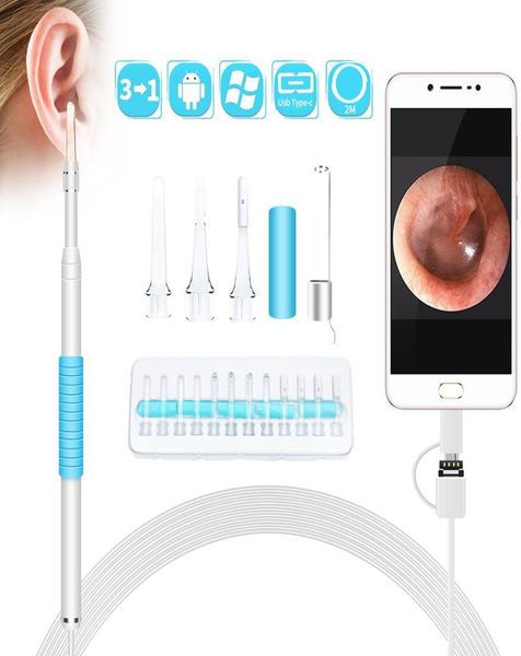 

in ear cleaning endoscope usb visual ear spoon 55mm 03mp mini camera android pc ear pick otoscope borescope tool health care8469995