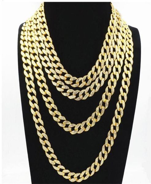 

men women gold silver miami cuban link chain high polished hiphop rap rhinestone punk necklaces chains 16quot18quot20quot1185832