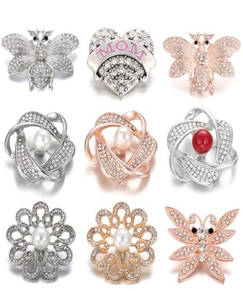 

snap buttons jewelry big rhinestone bee love heart snaps fit silver necklace women dual purpose brooch with corner buttons9055080, Golden;silver