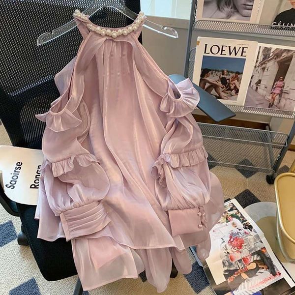 

french high end satin beaded neck dress for women summer fashion fairy off shoulder tutu skirt, Black;gray