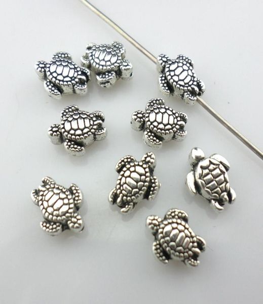 

50pcs alloy sea turtle tortoise charm loose spacer beads 7x8mm tibetan silver diy jewelry findings6574026, Bronze;silver