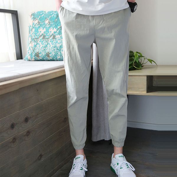

mens pants summer ice silk casual ninepoint beam feet korean version loose trend youth student thin sports 230809, Black