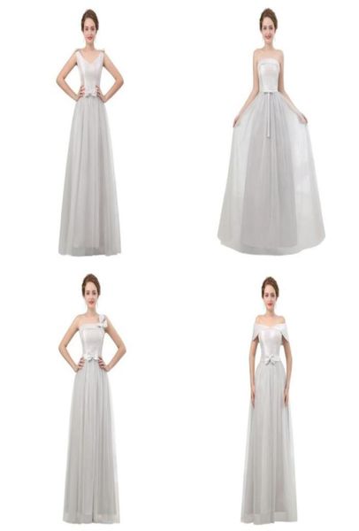 

lovely light grey bridesmaid dress long convertible dresses party gown with bow tulle skirt laceup99005254603125, White;pink