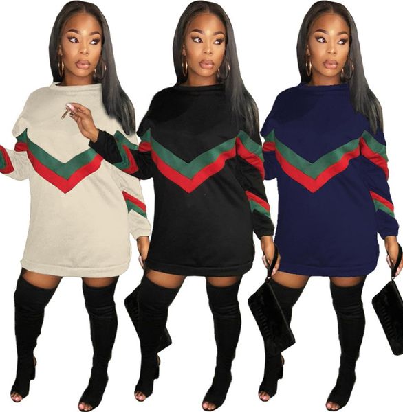 

women casual loose dress zipper designer autumn winter long sleeved drs clothing1546503, White;black