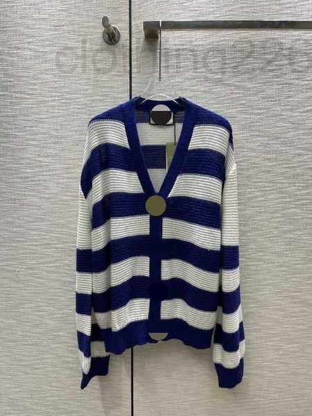 

women's knits & tees designer single breasted cardigan 2023 early autumn new age reducing college style loose fitting v-neck contrastin, White