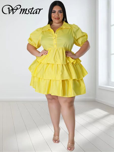 

plus size dresses wmstar size for women solid summer cute elegant midi shirts dress fashion birthday outfits wholesale drop 230809, Black