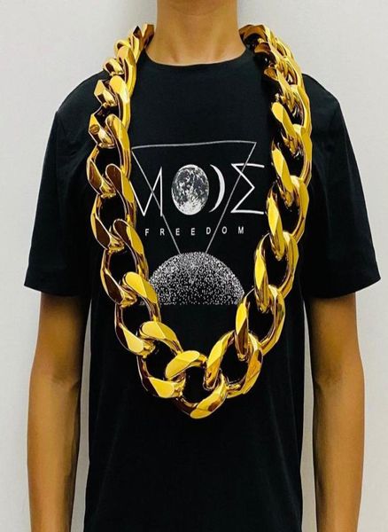 

chains fake big gold chain men domineering hiphop gothic christmas gift plastic performance props local nouveau riche jewelry1175278, Silver