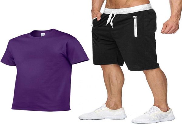 

mens short sleeve men slim fit tshirt casual sports suit fivepoint shorts tshirt mens fashion clothing8252163, White;black