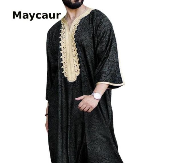 

ethnic clothing muslim dress kaftan men printed short sleeve retro robes loose dubai saudi arabia abaya islamic jubba thobe1234338, Red
