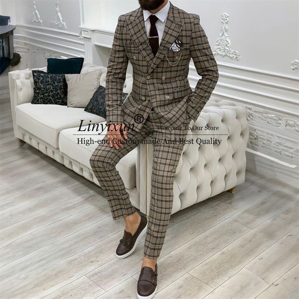 

men's suits blazers plaid wedding for men notched lapel business male slim fit groom tuxedos 2 pieces sets terno masculinos completo 23, White;black