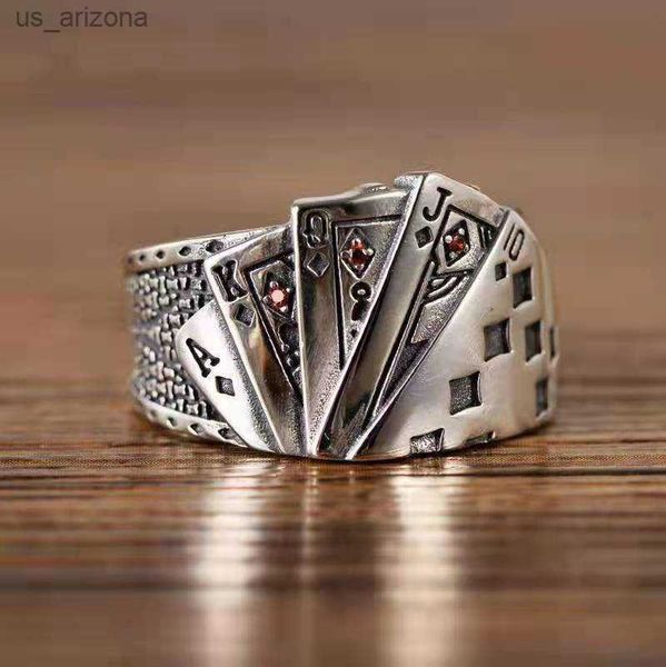 

mens vintage magician playing card rings ladies punk square finger jewelry hip hop 2023 vintage mens rings wholesale l230620, Silver