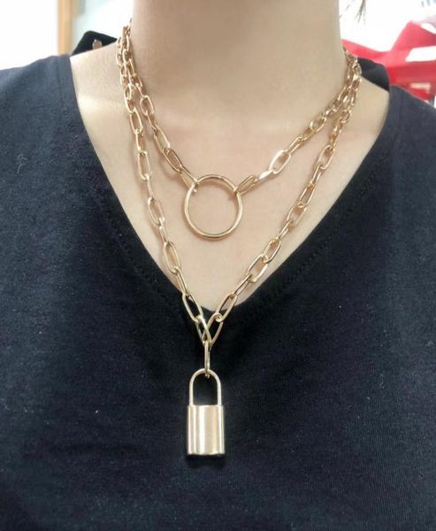 

vintage lock key chocker necklace for women gold color pendant chain fashion jewelry party gift9190089, Silver