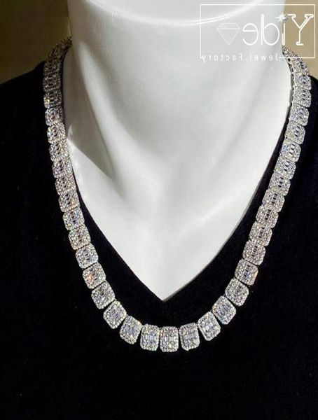 

men039s baguette tennis cuban chain bling diamond choker icy necklace5390839, Silver