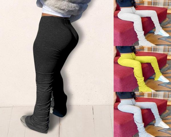 

women yoga pants high waist elastic pants summer stacked leggings bell bottom trouser split hem flare ruched running4060033, White;red