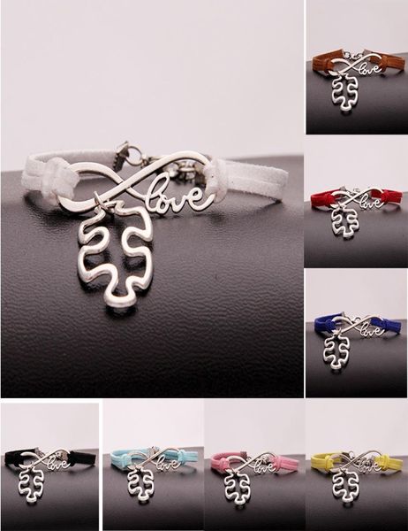 

autism awareness puzzle piece charm bracelets infinity love wish velvet rope wrap bangle for women men fashion friendship jewelry6268768, Golden;silver