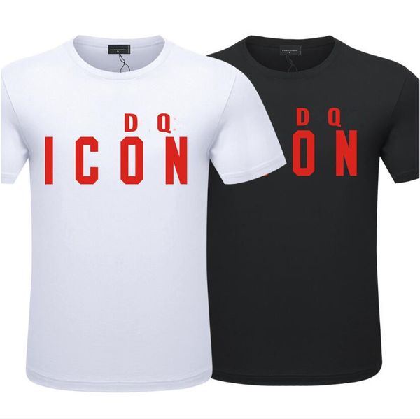 

icon t-shirt men's summer new personalized trend all cotton casual printing stamping short sleeve t-shirt men's fashion, White;black