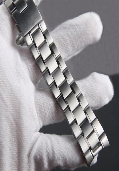 

curved end brushed watch band brand 20mm 22mm new silver pure polished solid bracelets317n3296192, Black;brown
