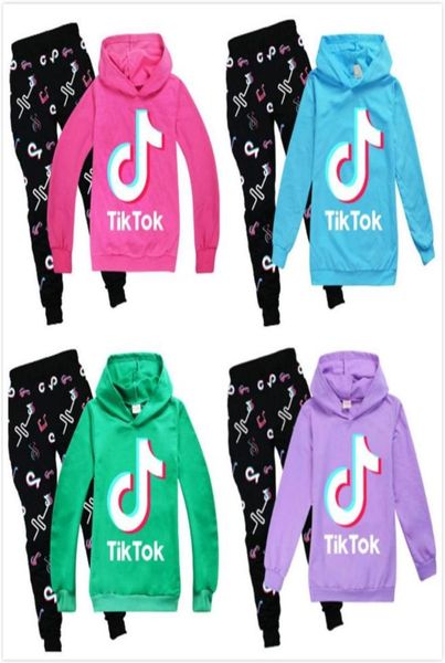

tik tok set for big boy girl tracksuit clothes autumn tiktok kid hooded sweatshirt print pant outfit children sport suit 12 year l7088769, White