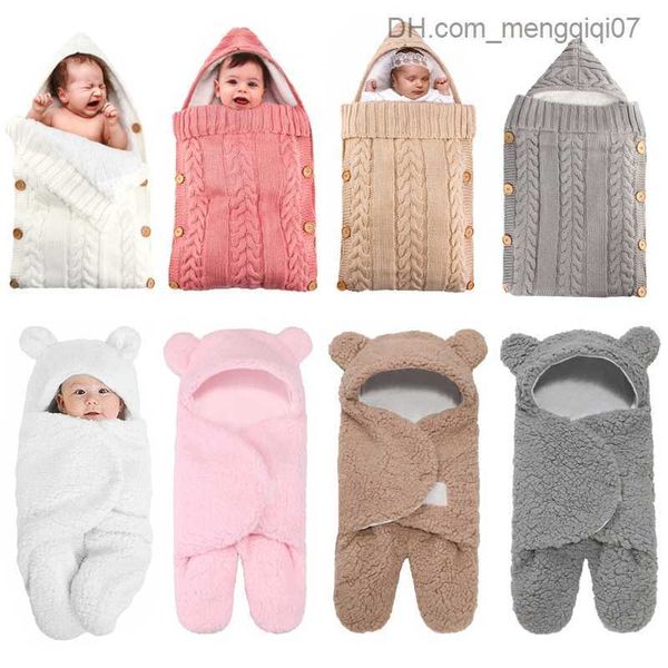 

pajamas soft newborn baby packaging blanket baby sleep bag envelope winter children's sleep bag scaffolding knitted warm sleep bag gift, Blue;red