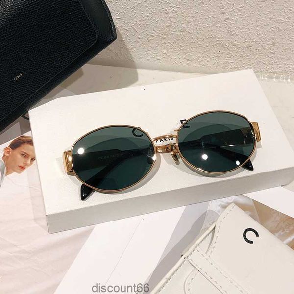 

womens triomphe oval frame sunglasses 40235 women metal mirror legs green lens sunglasses retro small round frame little women with original, White;black
