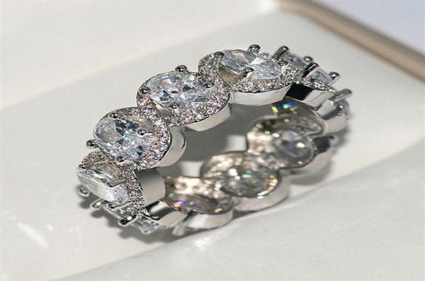 

stunning lovers jewelry 925 sterling silver oval cut pink z cz diamond eternity wedding band ring for women gift258873466