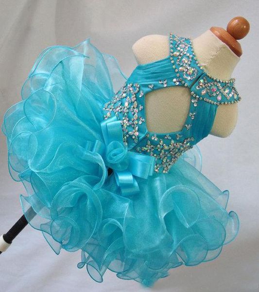 

real image blue beads ruffles toddler little girls pageant dresses organza glitz ball gown infant cupcake flower girls gowns6239969, White;red