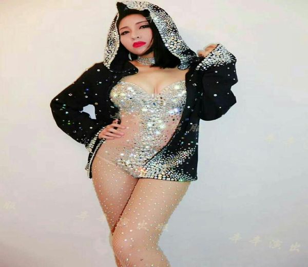 

ds dress rhine leotard black jacket women nightclub dance wear bodysuit outerwear prom celebrate outfit performance dress7966616, Black;red