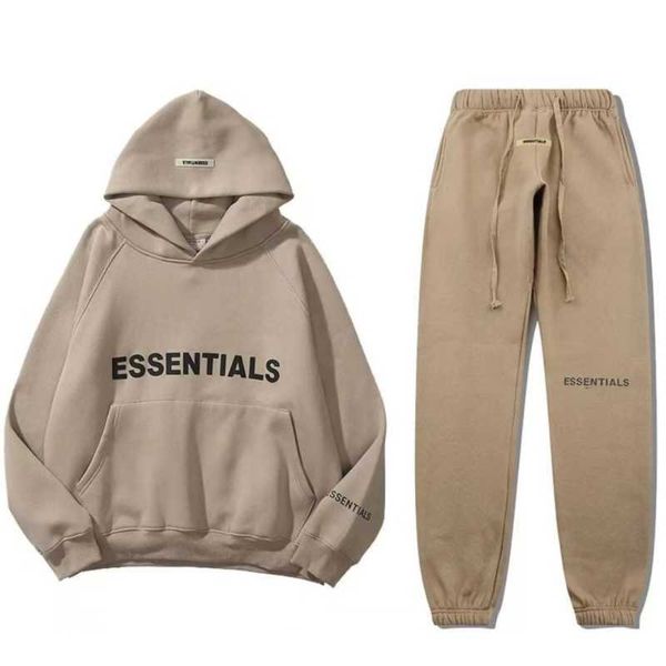 

streetwear rubber letter hoodies tracksuit reflective hooded sweatshirts men's fleece loose casual sport sets, Black;brown