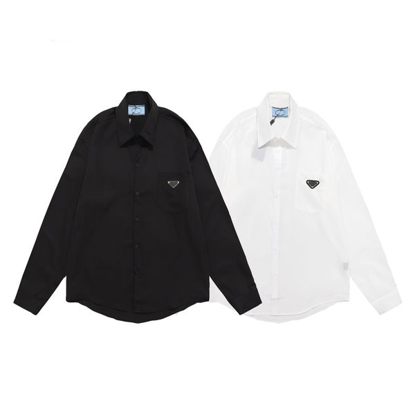 

highquality spring summer new fashion brand pra embroidered shirts men and women all-match business shirts casual anti-wrinkle long-sleeved, White;black