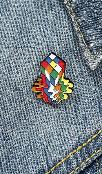 

melty cube enamel pin custom colorful toy brooch bag clothes lapel pins badge cartoon jewelry gift for kids friends3682353, Gray