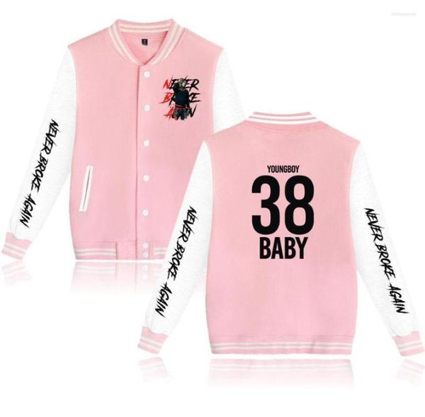 

men039s hoodies rap youngboy never broke again baseball uniform fleece jacket women men streetwear hip hop long sleeve pink hoo9714877, Black