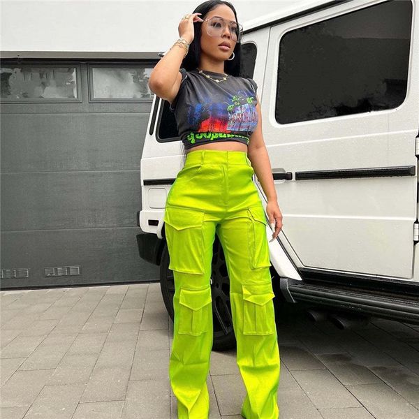 

womens pants capris fashion high waist women solid casual four pockets straight summer streerwear cargo hip hop wide leg 230809, Black;white