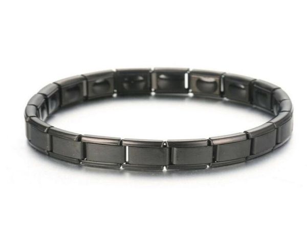 

mens womens germanium stone titanium health relief expandable magnetic bracelet link chain6924019, Black