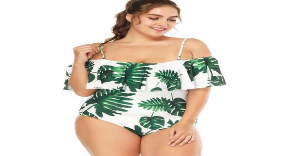 

plus size swimsuit 2019 one piece floral bathing suit for women big leaf beach swimming vintage bather female swimwear31985072452173