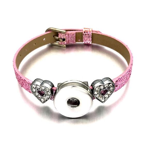

new 10 colors pu leather 021 fashion 18mm snap button bracelet interchangeable charm jewelry for women kids teenager 20cm1644503, Golden;silver