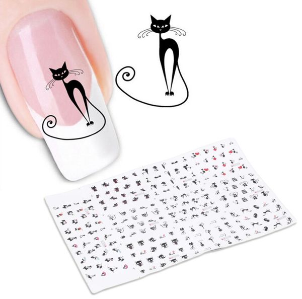

2017 new 1 sheet 3d cartoon cute cat animal nail art sticker manicure decal tips diy nail stickers manicure tool1796417, Black