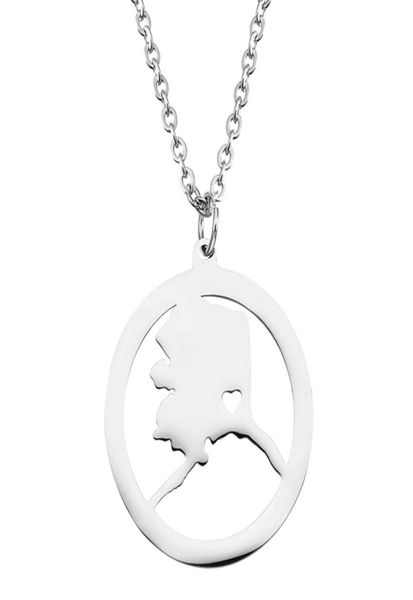 

us map alaska states pendant necklaces i heart alaska charm country necklace rose gold stainless steel love hometown jewelry whole1552336, Silver
