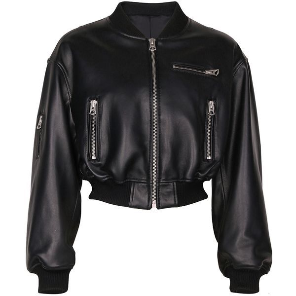 

womens leather faux yoloagain genuine cropped jacket women plus size oversized black bomber ladies 230809