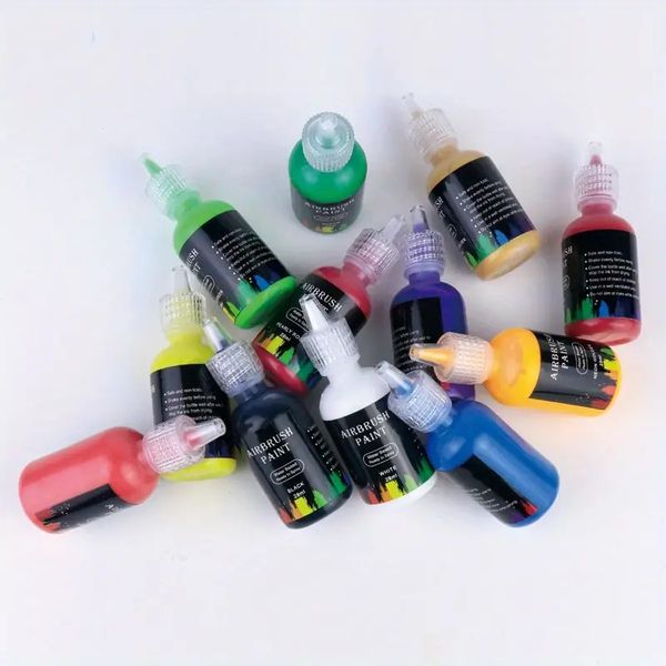 

12 vibrant colors airbrush paint set - perfect for nail art and stencils