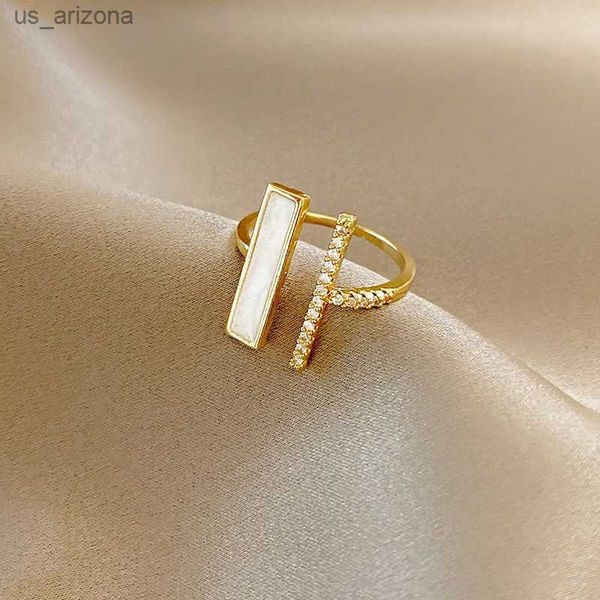 

lats trendy square one-word zircon rings for women simple design high-end open index finger ring 2022 korean fashion jewelry l230620, Silver