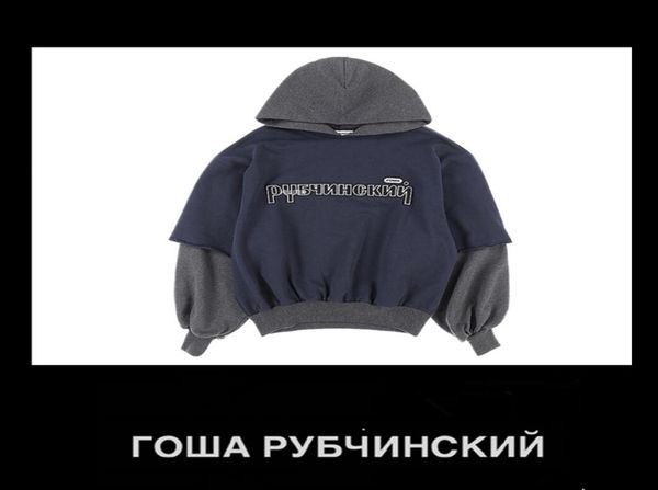 

off 50 gosha rubchinsky hooded two loose men039s hoodie in russian7306377, Black