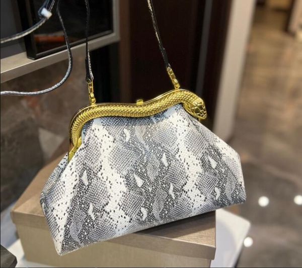 

designer shoulder bag serpentine cabochan luxury bags fashion snakehead tote handbags women snake handle leather crossbody bag