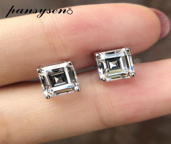 

pansysen classic 3ct 7mm square lab moissanite diamond stud earrings 100 pure 925 sterling silver fine jewelry wedding gifts 21038931429, Golden;silver