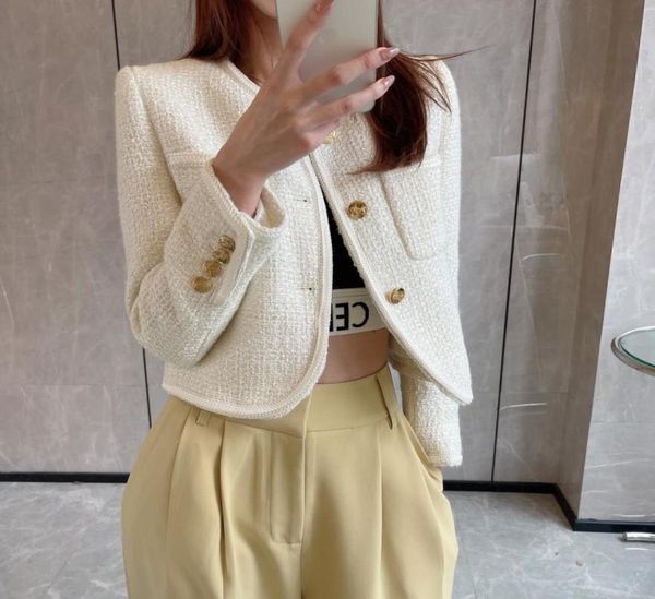 

w024 2022 official wear to work elegantoutfit women banquet wedding xury new fashion short jacket coat female tweed6291901, White;black