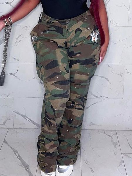 

women's pants camo cargo flare overalls female loose pockets patchwork ttrousers 2023 spring hippie streetwear y2k retro slacks 230809, Black;white