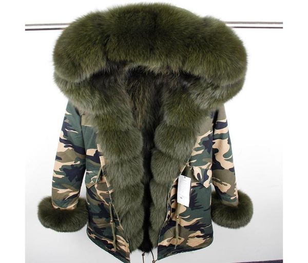 

2018 new winter jacket women coat parka natural real fox fur collar hood raccoon fur liner outerwear casual streetwear brand8179372, Black