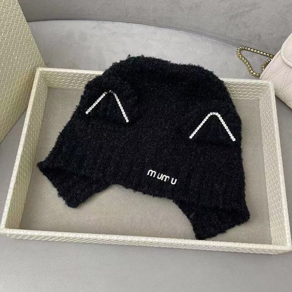 

miu hats luxurys designers knitted beanie autumn and winter cashmere hat street trend soft touch letter solid color temperament fashion warm, Blue;gray