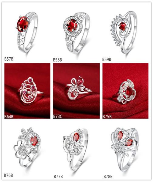 

mixed style burst models fashion red gemstone 925 silver plate ring emgr5butterfly planet plated sterling silver ring 10 pieces a3441554, Golden;silver
